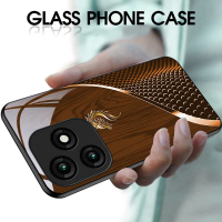 เคสโทรศัพท์สำหรับ Itel itel A70 ดีไซน์หัวมังกรทองมีสไตล์ ลายไม้เกรนกระจกเงา ฝาหลัง ของขวัญ