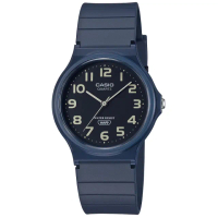 【CASIO 卡西歐】簡約輕薄雙色腕錶/藍x黑面 數字款(MQ-24UC-2B)