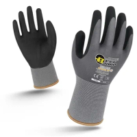 3 Pairs Nylon PU Nitrile Safety Coating Work Gloves Mechanic 15 Gauge Working Gloves Palm Coated Gloves
