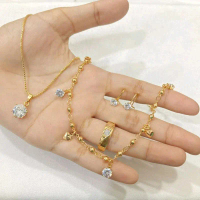 SET PERHIASAN  AKSESORIS WANITA PERMATA SATU TITANIUM