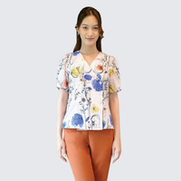 เสื้อเบลาส์ AM-B890 โคโม่ชีราเม้นท์ แขนสั้น ชมพู IGPU22-5