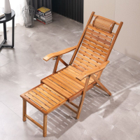 Bamboo Recliner Foldable Chair Home Siesta Noon Break Chair Cool Chair Leisure Solid Wood Armchair Bamboo Chair for the Elderly
