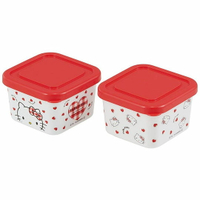 小禮堂 Hello Kitty 日製 迷你方形保鮮盒 塑膠保鮮盒 迷你便當盒 180ml  (2入 紅白 愛心)