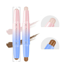 ปากกาเน้นข้อความหน้า 2 หัว 1PC บรอนเซอร์ ติดแต่งหน้า ติดทนนาน กันน้ำ 3D V ไลน์ Maquiagem เรียบเนียน 