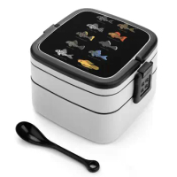 Pleco-Black Bento Box Leak-Proof Square Lunch Box With Compartment Plecostomus Pleco Fish Aquarium Freshwater Fish Tank