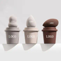 50pcs Custom Logo Beauty Egg Cosmetic Blender Customize Make Up Sponge Private Label Latex Free Coffee Cup Makeup Sponge Blender