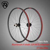 Disc Brake Thru-Axle Aluminum Alloy 4 Bearing Mountain Bike Wheel Set 27.5/29in Cross-country MTB Bicycle Wheelset