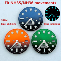 NH35 dial Ice blue luminous Orange black Green black dial S dial 28.5mm fit NH35 NH36 movements watch accessories repair tool