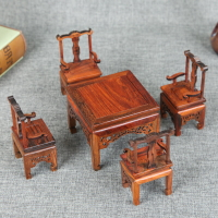 紅木雕刻工藝品擺件明清微縮家具模型紅酸枝八仙桌官帽椅圈椅微型