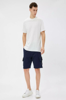 KOTON Cargo Shorts with Pockets, Buttons and Ribbed