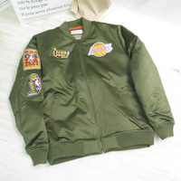 mitchell & ness NBA 洛杉磯湖人 飛行外套 MN23BOU04LALO 橄欖綠【iSport】