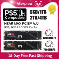 SSD NVMe M2 1TB 4TB 7500Mbs ภายใน Solid State Drive Disk สำหรับ PS5 PCIe 4.0X4 2280 2Tb Ssd Nvme M2ไดรฟ์สำหรับ Ps5แล็ปท็อปเดสก์ท็อป