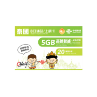 【中國聯通】泰國上網卡8天5GB 2入組(泰國 20分鐘通話 10封簡訊)