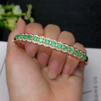 Natural real emerald bangle gemstone Free shipping For men or women 925 sterling silver Bangle
