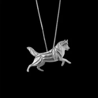 Siberian Husky Leader pendant women gold silver statement necklace men animal jewelry