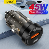 45W USB Car Charger For iPhone 14 13 12 Pro Max Fast Charging For Samsung S23 Ultra Xiaomi PD Type C Car Phone Chargers Adapter