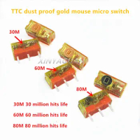 2Pcs/lot New TTC dustproof gold series mouse micro switch 3-pin gold alloy contact 30M 60M 80 million click life mouse button