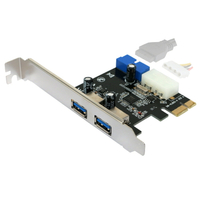 [4大陸直購] PCIE 擴充卡 PCI-E Express X1 轉 USB-A 3.0 雙串口擴展卡 19轉前置面板 4Pin供電 E001V402