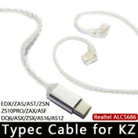 Typec Cable for KZ Earphone EDX ZSN ZS10 PRO ZSX ZAX ZST DQ6 ZAS AST ASF AS16 AS12 Realtek ALC5686 for SAMSUNG XIAOMI HUAWEI MIC