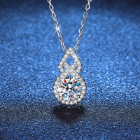 ELF TRIBE 925 Sterling Silver During Moissanite Diamond Necklace Gourd During Vibrating Sonic Boom N