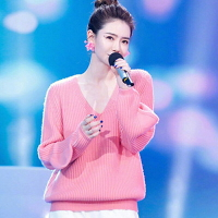 戚薇明星同款粉色V領毛衣女21秋冬款寬松甜美套頭內搭打底針織衫
