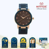 Mirage Jam Tangan Pria Analog 8894 M Navy Rose Gold Original Stainless Plat Biru