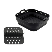Air Fryers Silicone Basket Plate Square Reusable Air Fryers Cooking Accessories Foldable Air Fryers Tool Baking Molds