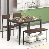 Dining Table Set Dining Room Table Dark Walnut 4 Pieces of Modern Kitchen Dining Table Set Free Furniture Home