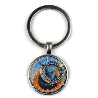 2019 new astrology clock pattern keychain retro astronomical calculate key ring friend family birthday Christmas gift souvenir