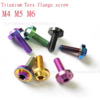 1Pc titanium screw M4 M5 M6*10/15/20/25/30/35/40 TC4 Gr5 titanium torx Socket Flange Button Head Screws With Collar Bolt