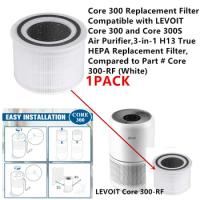 1 PCS Core 300-RF Replacement 3-in-1 H13 True HEPA Filter Compatible With LEVOIT Core 300 and Core 300S Air Purifier White