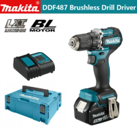Makita DDF487 Cordless Brushless Drill Driver Electric Screwdriver Multifunctional 18V Power Tool 20+1 Gear Torque Adjustment
