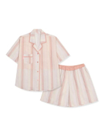 เชตชุดนอนผู้หญิง สีชมพู รุ่น Cotton Strip Print Pajamas Set by Skinn intimate