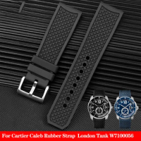 High Quality Rubber Watchband Car-tier CALIBRE London Tank W7100056 W7100055 WGCA0010 WSCA0006 WSCA Citizen Watch Strap 23mm
