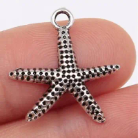 30pcs 20x20mm Antique Silver Starfish Pendant Charms for Jewelry Findings EF3900