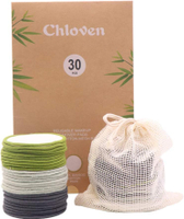 Chloven 30 Pack Reusable Makeup Remover Pads - Bamboo Cotton Rounds for Toner Washable Eco-Friendly 
