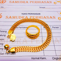 Gelang Wanita Dewasa Motif Rantai Klabang Free Cincin Ular Bahan coin Lapis Emas Nti Karat Premium Q
