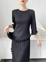 S-1106F# Top B- 1107F# Skirt One Size (45-75kg) Pleated Suit Summer Temperament Youthful-Looking Sui