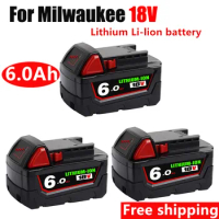 Rechargeable Batteries For Milwaukee M18B5 XC Lithium ION Battery18v 6.0Ah battery charger For Milwaukee M18 12V~18VFreeshipping
