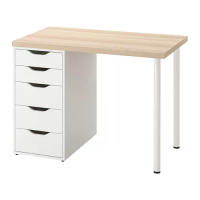 LINNMON/ALEX 書桌/工作桌, 染白橡木紋 白色