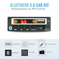 Bluetooth 5.0 MP3 WMA WAV Decoder Board 12V Wireless Audio Module Color Screen USB TF FM Radio For Car accessories