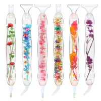 Crystal Flower Resin Point Drill Pen Double Head 5D Diamond Painting Pen DIY Crafts Cross Stitch Diamond Painting Accessories