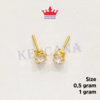 Anting Perak 925 Asli Giwang/Tusuk Permata 1 Anak & Dewasa Sepuh Emas 24K