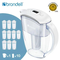 【Brondell】美國邦特爾 純淨濾水壺（白）＋八周長效濾芯（10入）