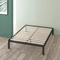 Queen Size Bed Frame, Metal Platform Bed Frame with Headboard, Wood Slat Support, No Box Spring Needed, Queen Bed Frame