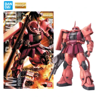 Bandai Original MG 1/100 MS-06S Zaku 2 Commander Type Model Kit Assemble Birthday Figures Toys Collectible Gifts for Children