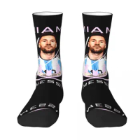 CELEBRATION Lionel And Andrﾩs And Messi And Argentina No.10 GOAT Caricature 78 Funny Humor Graphic Compression Socks