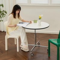 升降多功能茶幾桌 北歐可移動中古餐桌家用小戶型升降小圓桌網紅洽談桌子