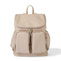 OiOi Signature Backpack - Oat Dimple Vegan Leather, Water-Resistant, 20L Capacity, Minimalist Style,