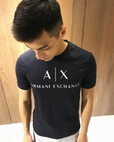 美國百分百【Armani Exchange】T恤 AX 短袖 logo 上衣 T-shirt 深藍 XS~S號 G050